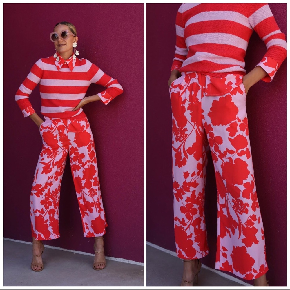 HalogenxAtlantic-Pacific Pleat Detail Print Pants